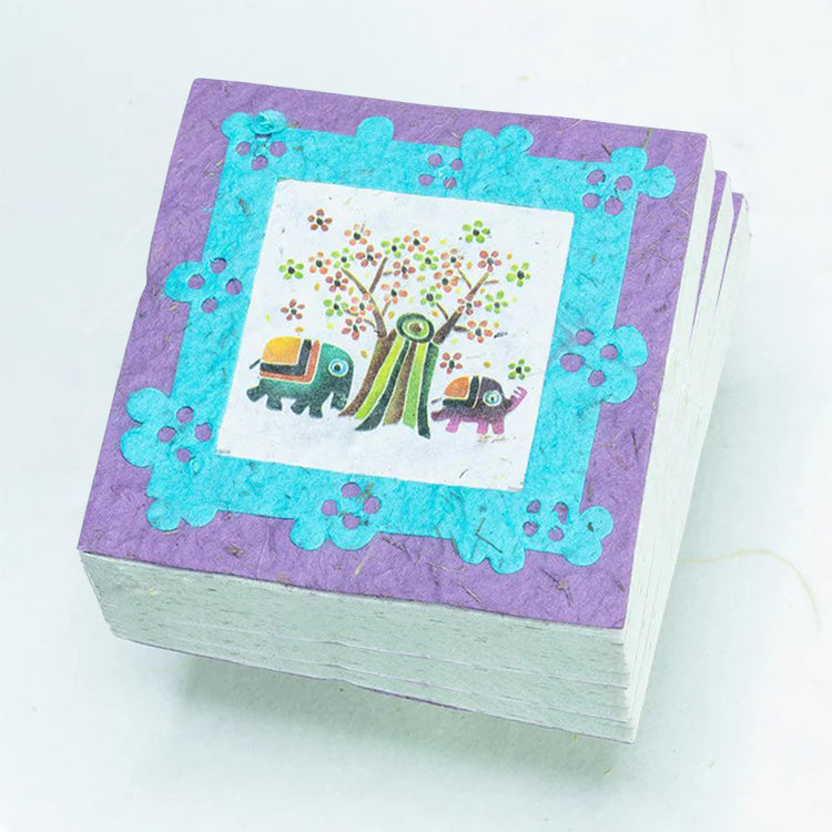 Artist Reproductions - Thailand Themed - Elephant Sunrise Batik Eco-friendly Scratch Pads - Purple (Set of 3) front stacked