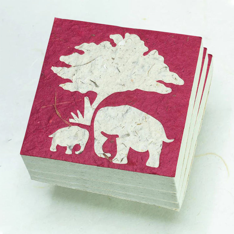 Classic Elephant POOPOOPAPER - Mom & Baby - Eco-friendly Scratch Pads - Burgundy (Set of 3) front stacked