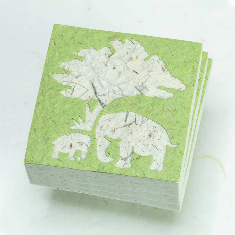 Classic Elephant POOPOOPAPER - Mom & Baby - Eco-friendly Scratch Pads - Grass (Set of 3) front stacked