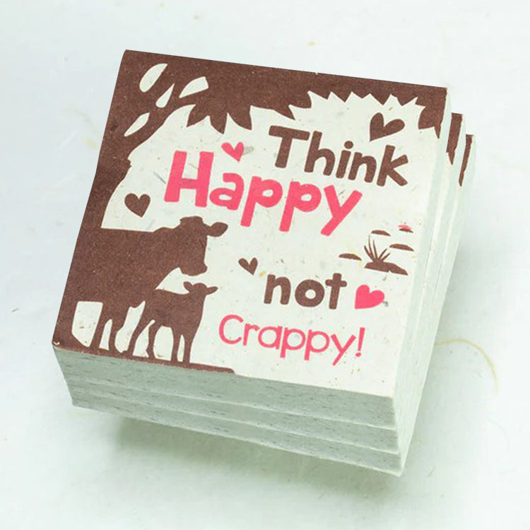 Think Happy Not Crappy - Cow - Eco-friendly Scratch Pads - Pink (Set of 3)