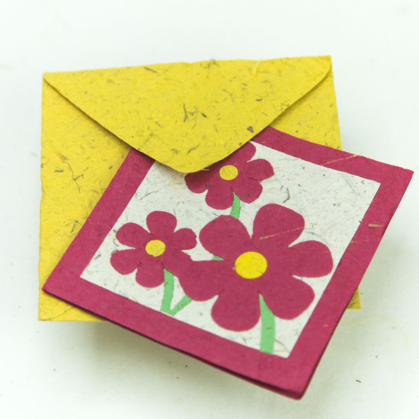 eco-friendly greeting card - 3 pink flowers with eco-friendly envelope