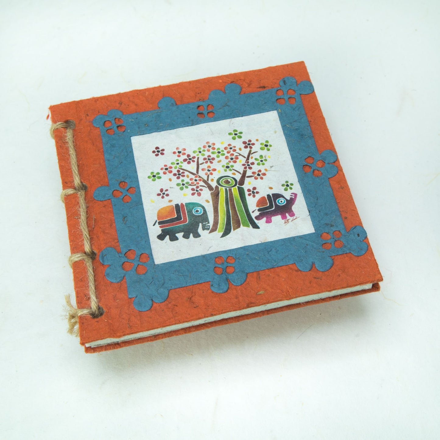 Artist Reproductions - Thailand Themed - Elephant Sunrise Batik Eco-friendly Journal - Orange - Front
