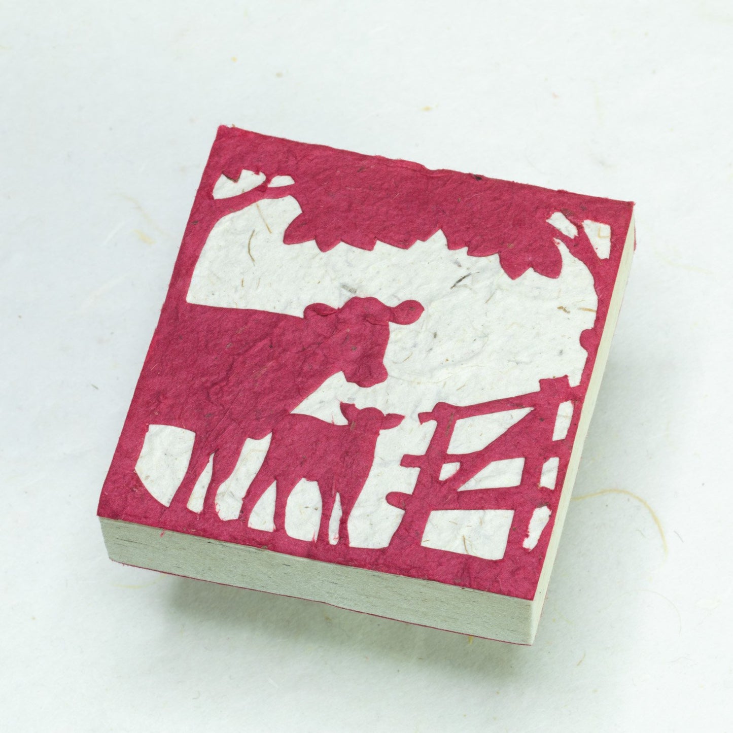On The Farm - Cow & Baby - Burgundy - Eco-friendly Scratch Pads (Set of 3) - front