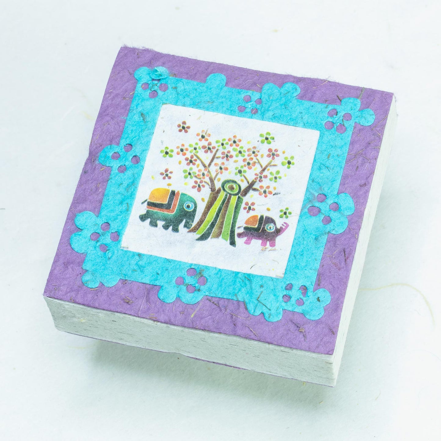 Artist Reproductions - Thailand Themed - Elephant Sunrise Batik Eco-friendly Scratch Pads - Purple (Set of 3) - front