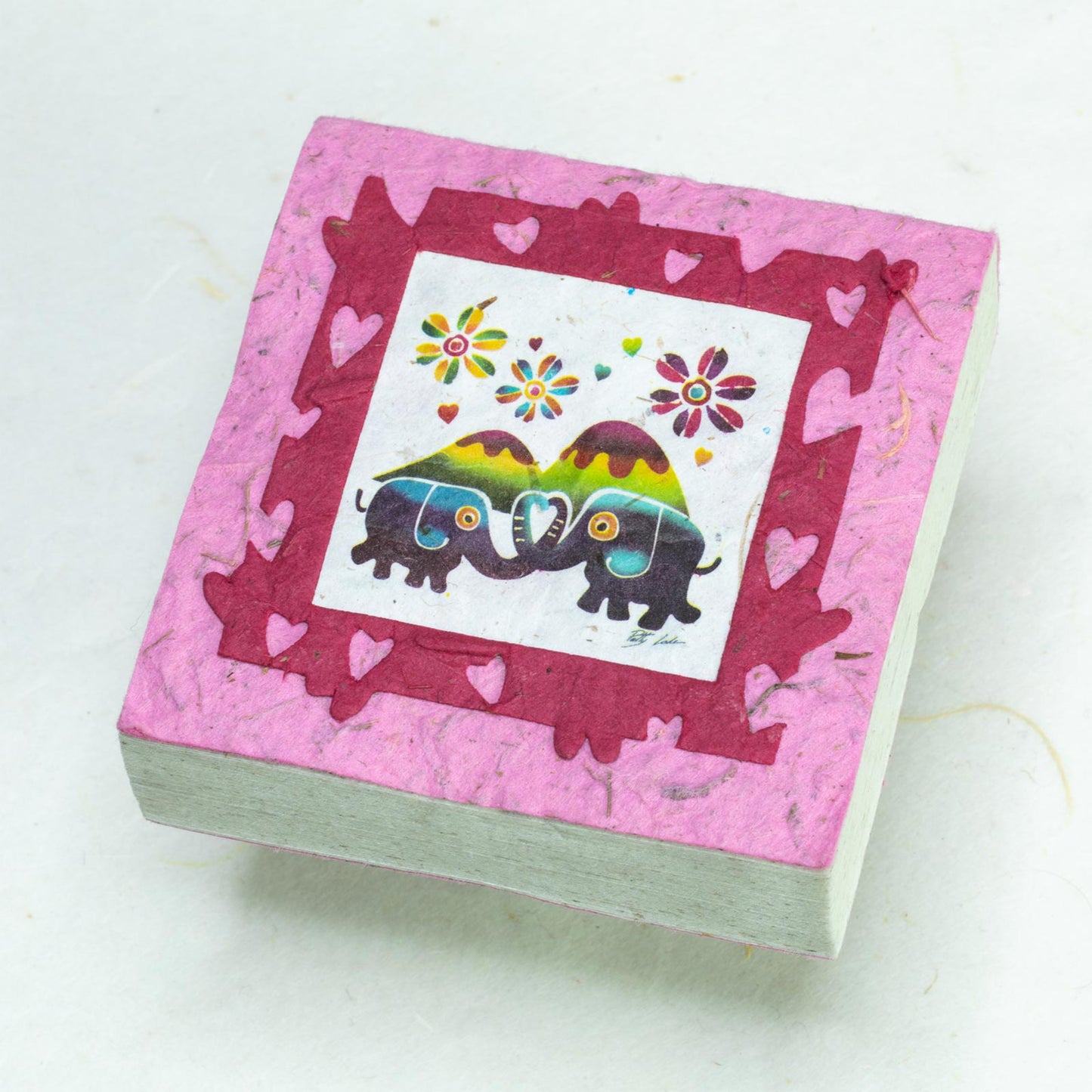 Artist Reproductions - Thailand Themed - Elephant Sunrise Batik Eco-friendly Scratch Pads - Pink (Set of 3) - front