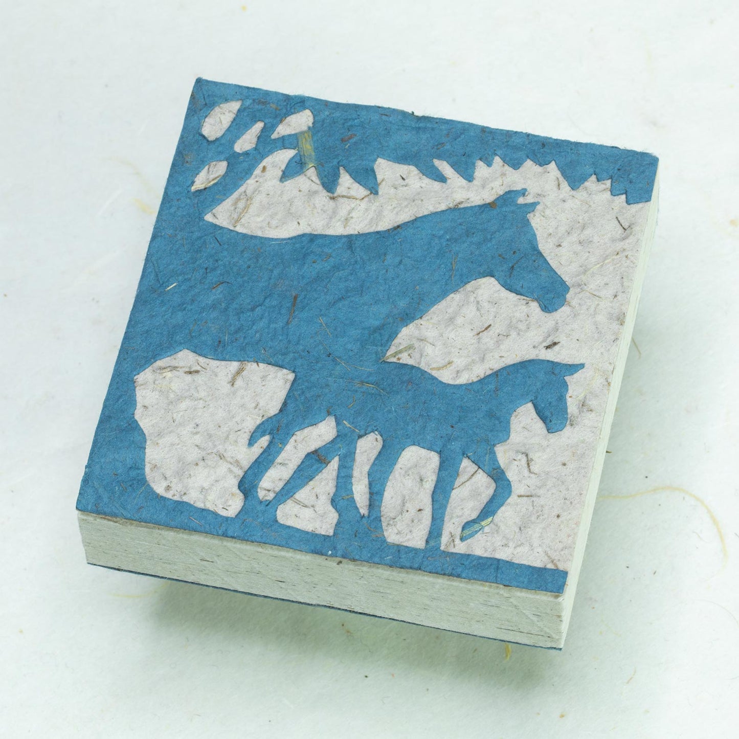 Horse POOPOOPAPER - On The Farm - Horse & Baby - Blue - Twine Eco-friendly Scratch Pad front