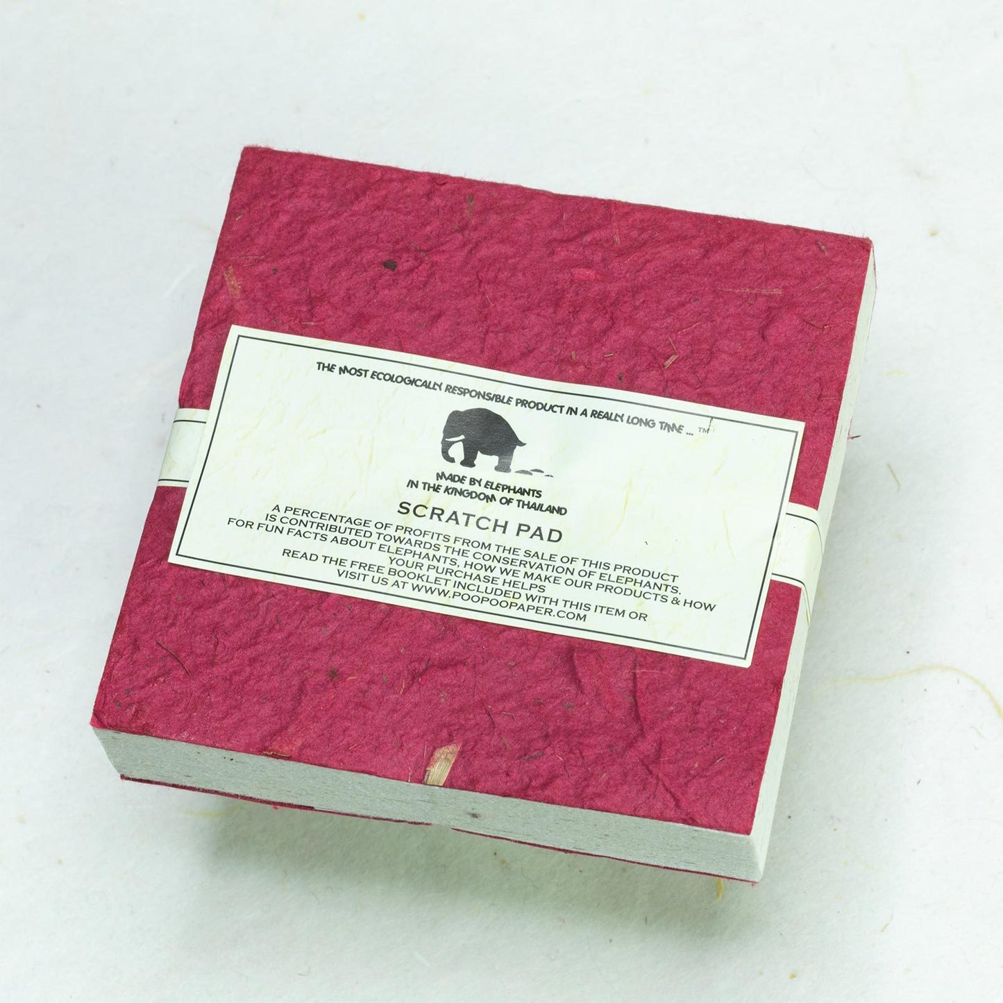 Classic Elephant POOPOOPAPER - Eco-friendly Scratch Pads - Burgundy - (Set of 3) - back
