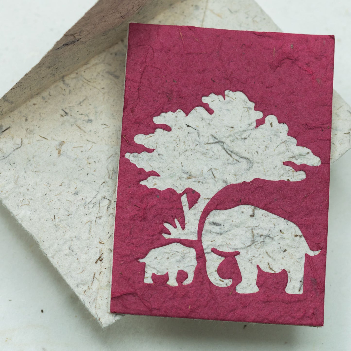 eco-friendly Greeting Card Elephant POOPOOPAPER Mom & Baby - Burgundy