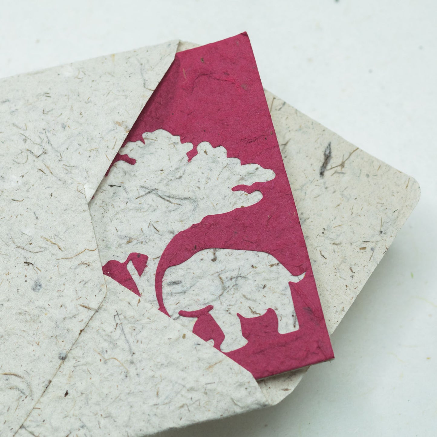 eco-friendly Greeting Card Elephant POOPOOPAPER Mom & Baby - Burgundy