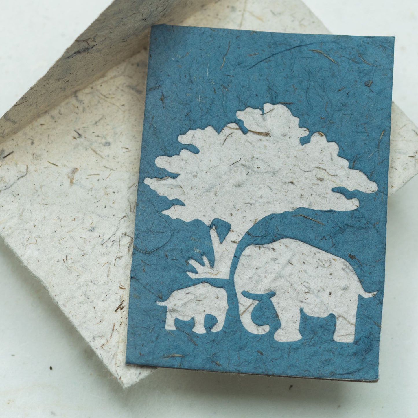 eco-friendly Greeting Card Elephant POOPOOPAPER Mom & Baby - Blue