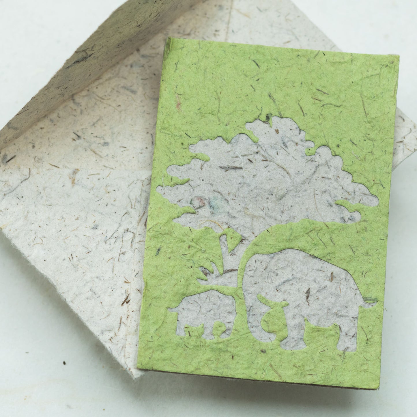 eco-friendly Greeting Card Elephant POOPOOPAPER Mom & Baby - Grass