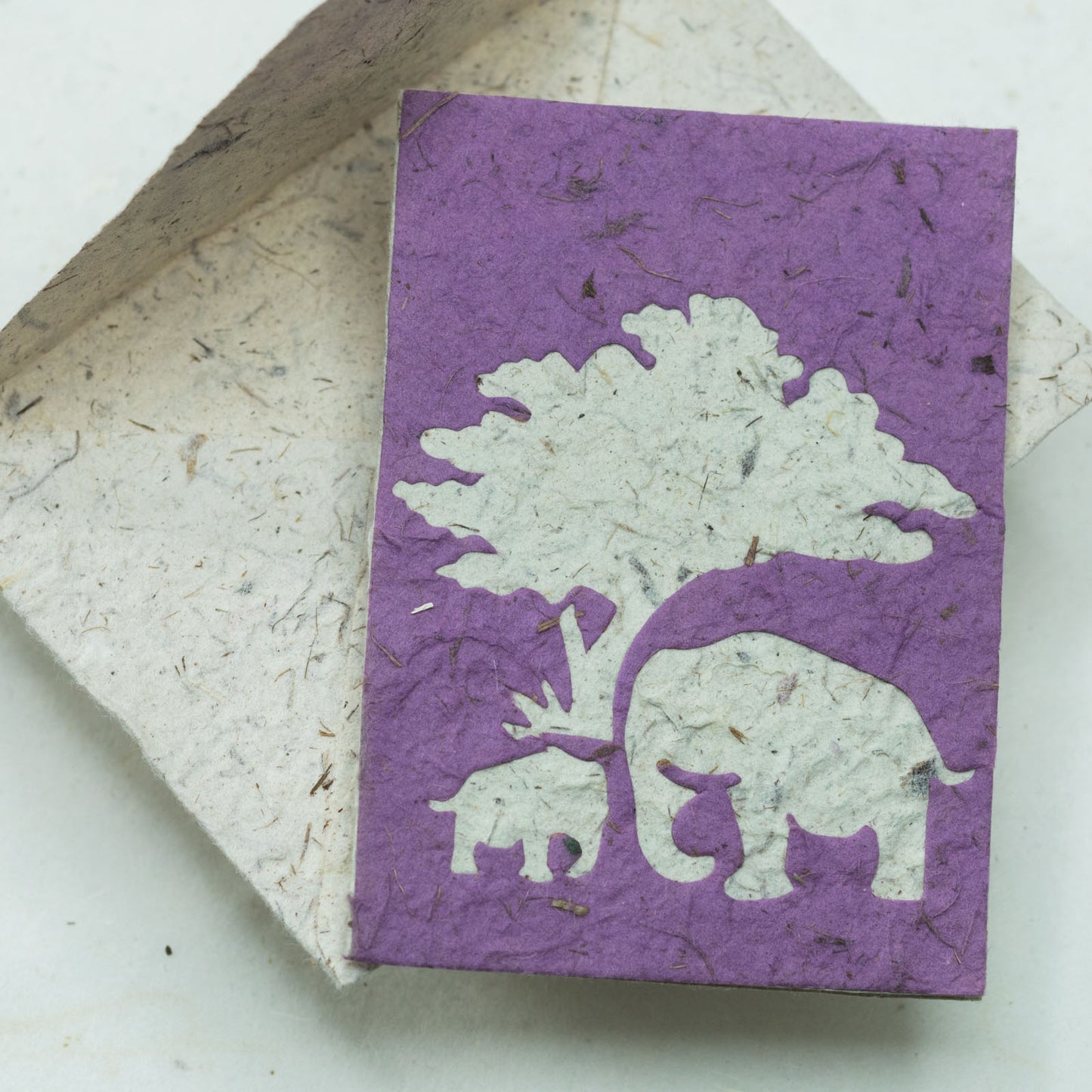 eco-friendly Greeting Card Elephant POOPOOPAPER Mom & Baby - Purple