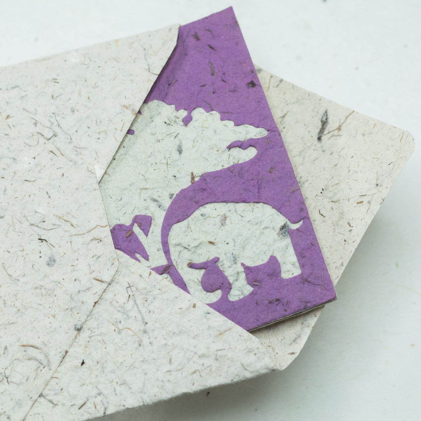 eco-friendly Greeting Card Elephant POOPOOPAPER Mom & Baby - Purple