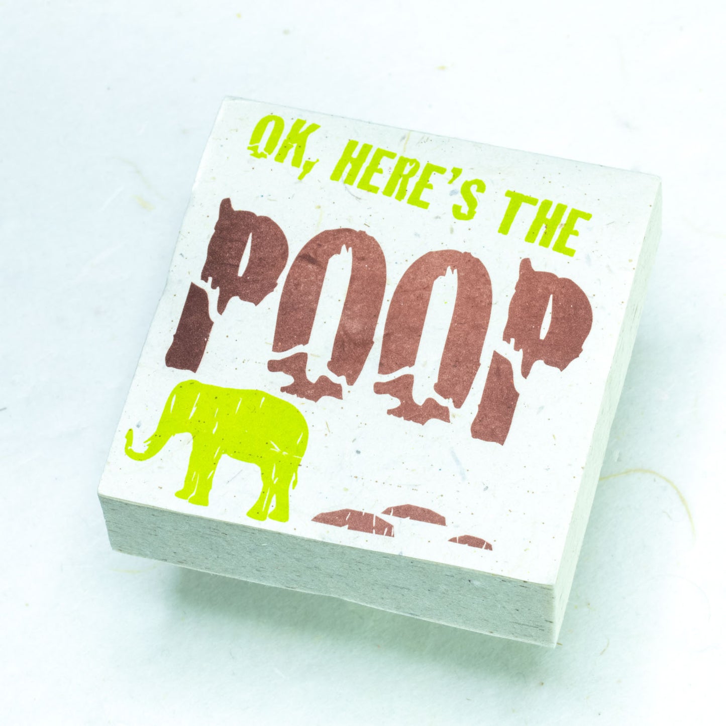 Eco-friendly Scratch Pads Elephant - "OK, HERE'S THE POOP" (Set of 3) - front