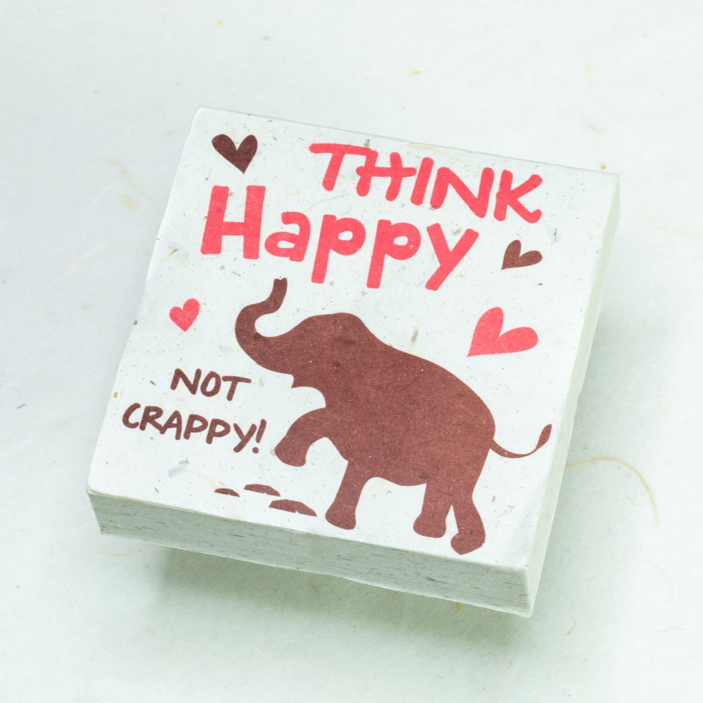 Sustainable Products - Think Happy Not Crappy - Elephant - Eco-friendly Scratch Pads - Set of 3 - Pink - front