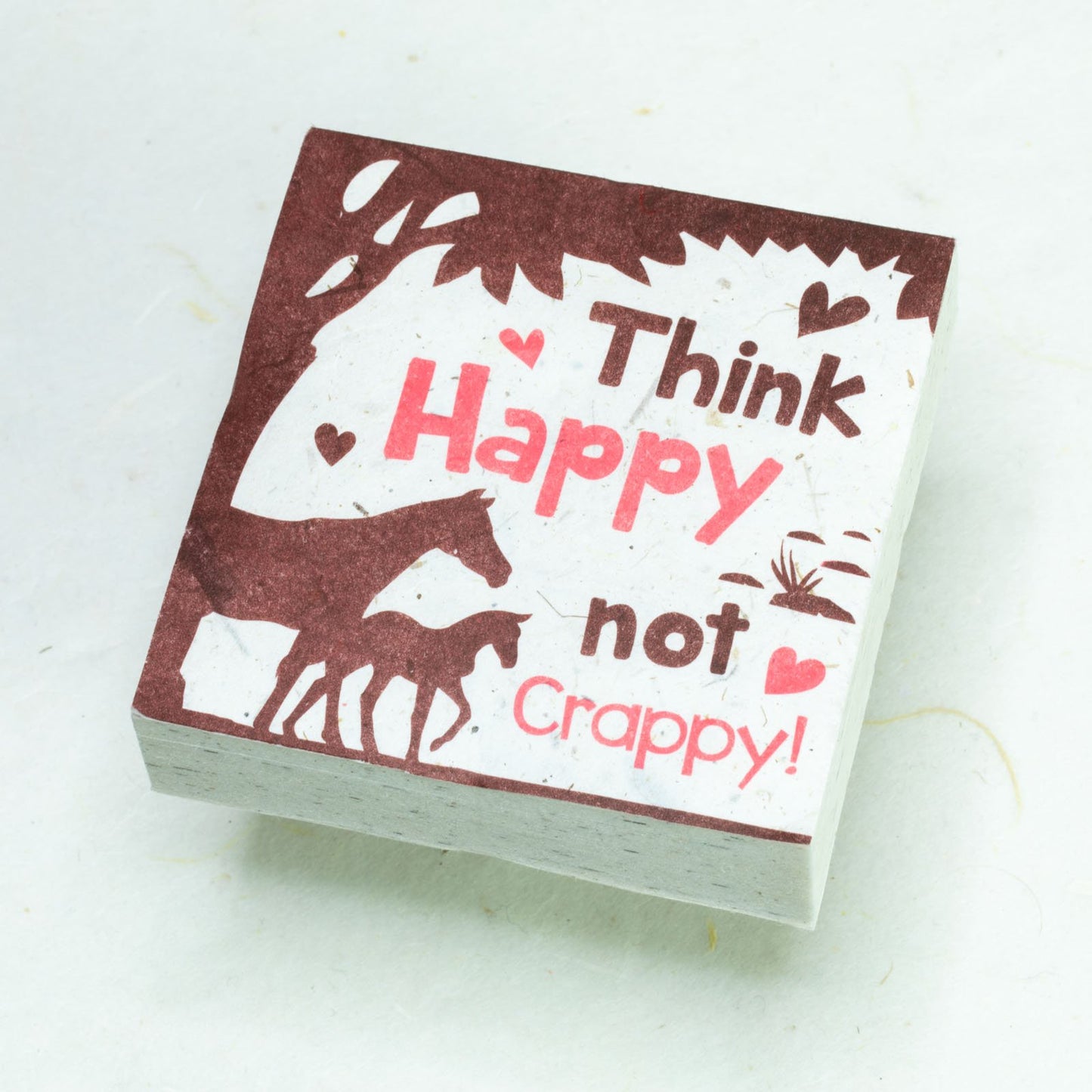 Think Happy Not Crappy - Horse - Eco-friendly Scratch Pads - Set of 3 - Pink - front