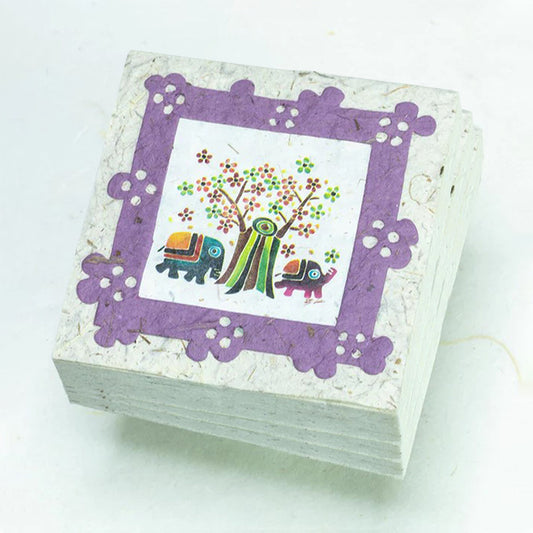 Artist Reproductions - Thailand Themed - Elephant Sunrise Batik Eco-friendly Scratch Pads - Natural (Set of 3) front stacked