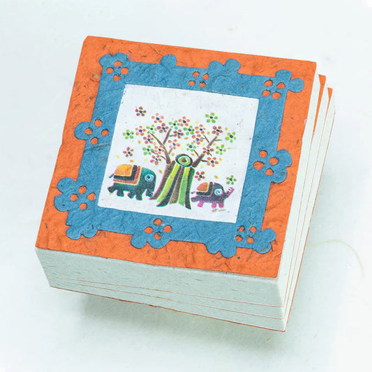 Artist Reproductions - Thailand Themed - Elephant Sunrise Batik Eco-friendly Scratch Pads - Orange (Set of 3)