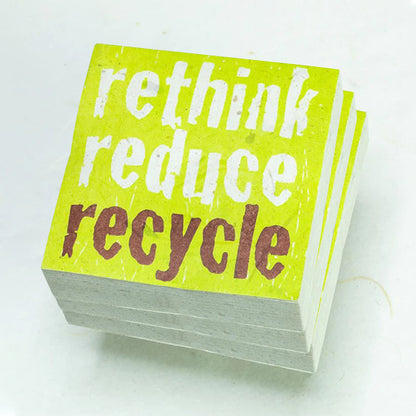 eco-friendly scratch pads - rethink reduce recycle - ecologically friendly gifts - front (Stack)