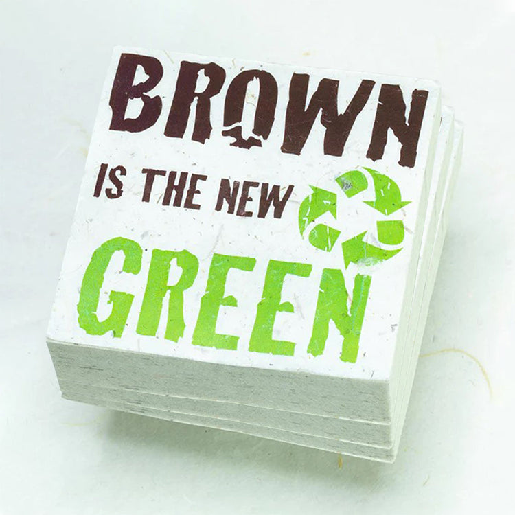 eco-friendly scratch pads - unique sustainable gift - brown is the new green - front