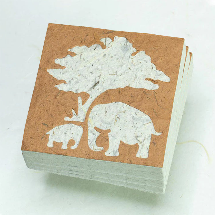 Classic Elephant POOPOOPAPER - Mom & Baby - Eco-friendly Scratch Pads - Bark (Set of 3) FRONT stacked