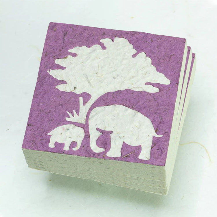Classic Elephant POOPOOPAPER - Mom & Baby - Eco-friendly Scratch Pads - Purple (Set of 3) front stacked