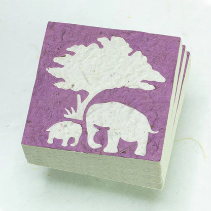 Classic Elephant POOPOOPAPER - Mom & Baby - Eco-friendly Scratch Pads - Purple (Set of 3) front stacked
