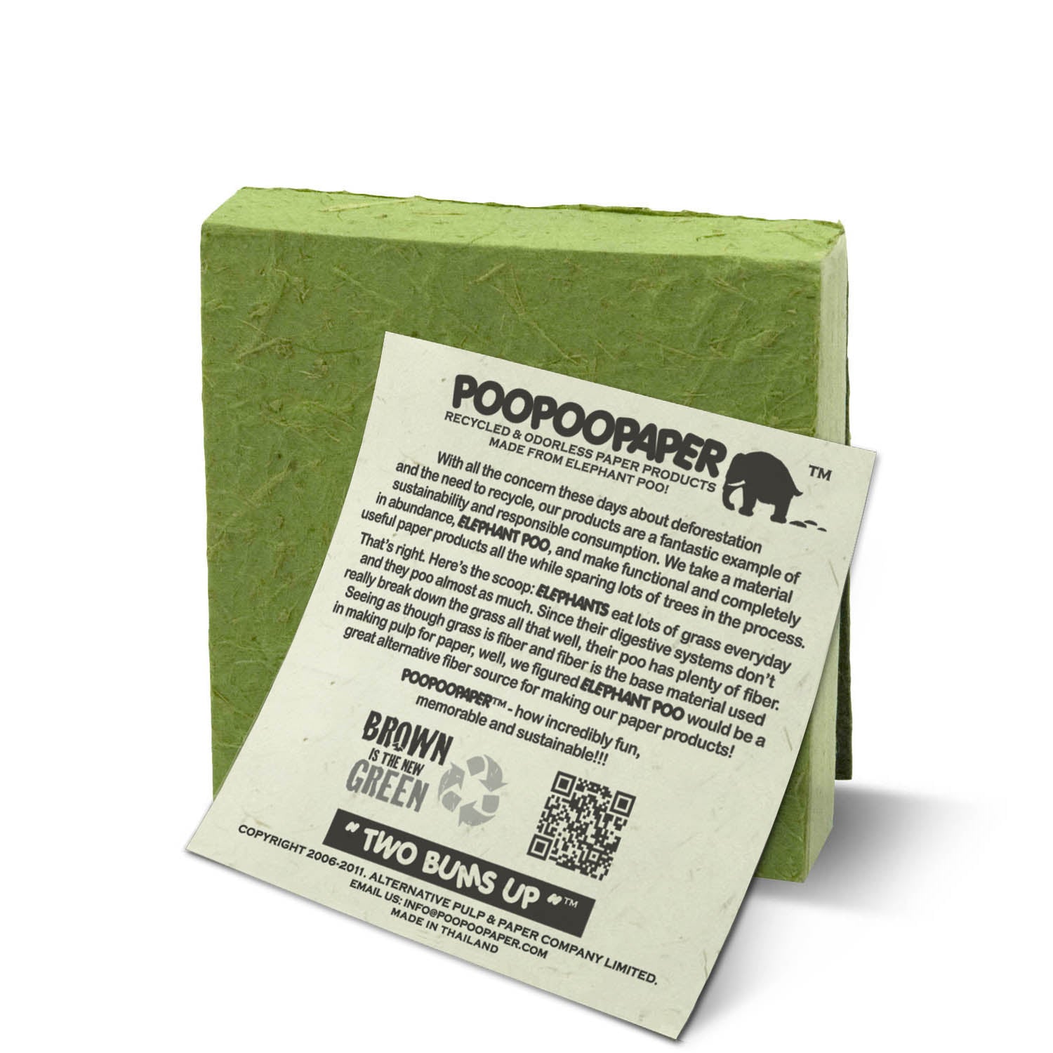Artist Reproductions - Thailand Themed - Elephant Sunrise Batik Eco-friendly scratch pad - Grass - back with POOPOOPAPER story
