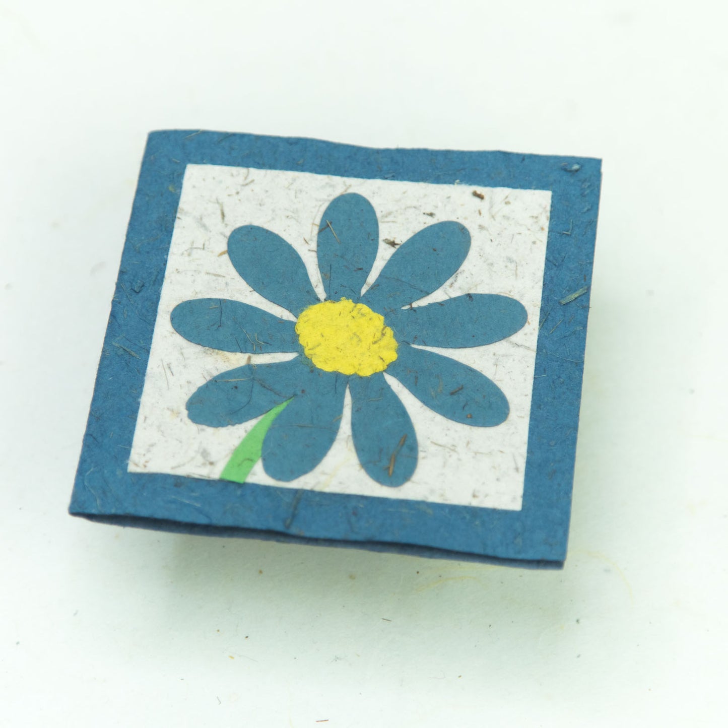 flower garden themed eco-friendly greeting card with flower in blue close up