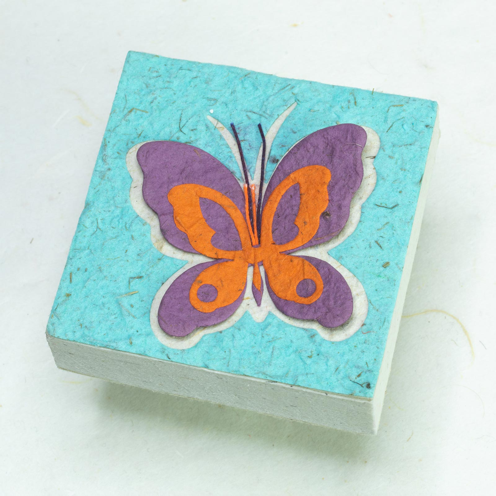 Butterfly Eco-friendly Scratch Pads - Purple / Orange on Turquoise (Set of 3) - front (single)