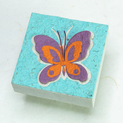 Butterfly Eco-friendly Scratch Pads - Purple / Orange on Turquoise (Set of 3) - front (single)