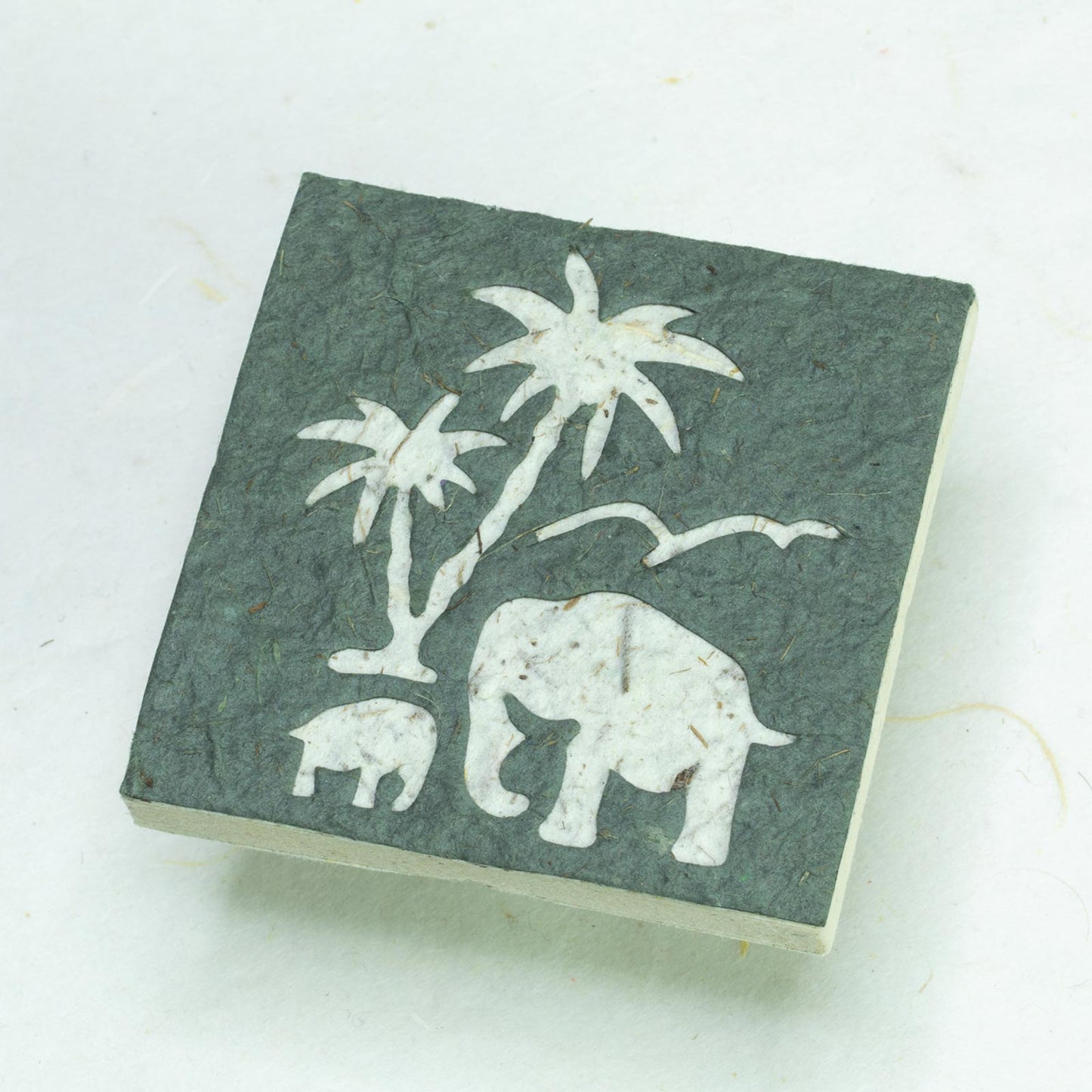 sustainable products - Assorted Gift-Pack of 25 Mini Eco-friendly Scratch Pads Elephant Mom & Baby with Palm Tree - gray front