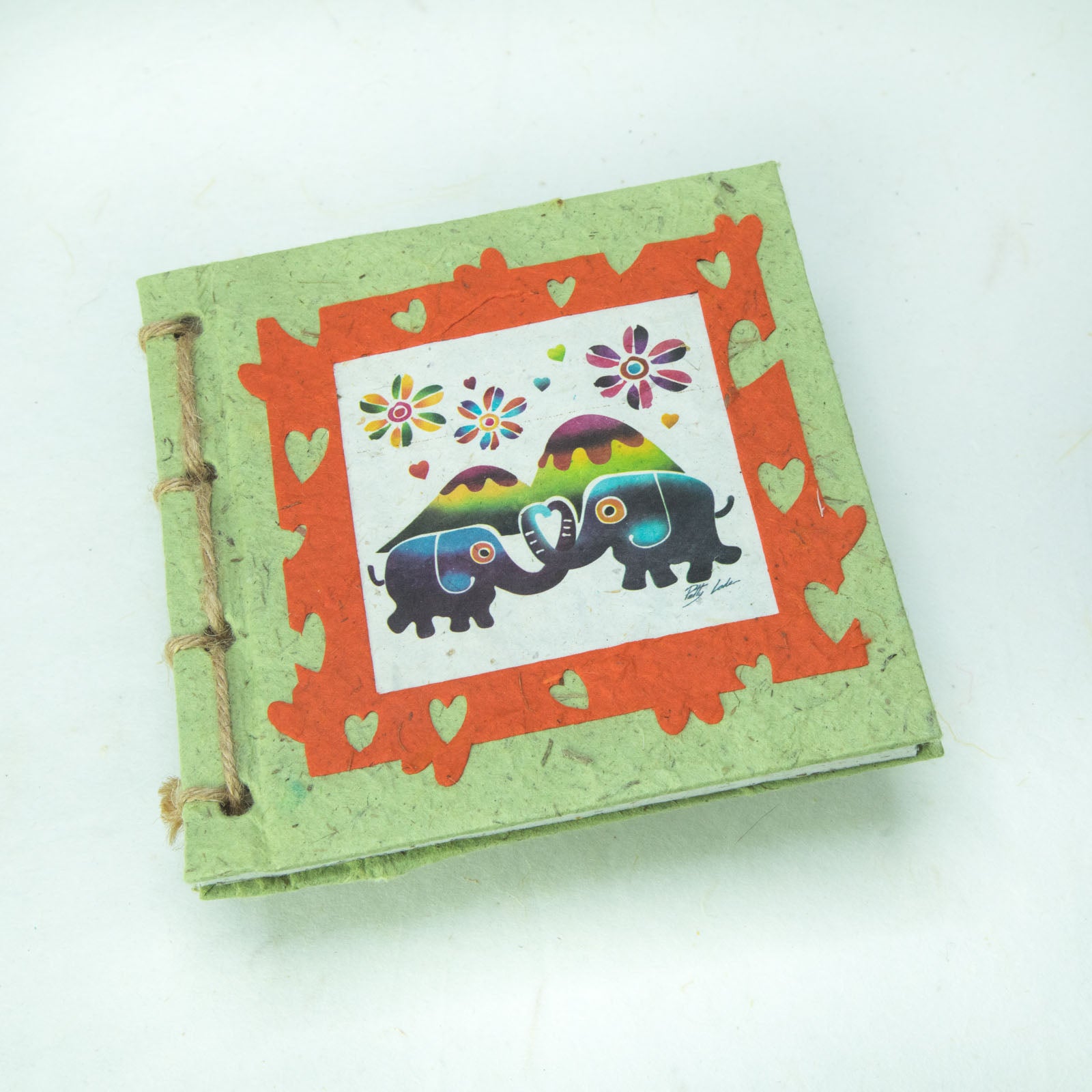 Twine Eco-Friendly Journal POOPOOPAPER - Artist Reproductions - Thailand Themed Batik  - Green - Front