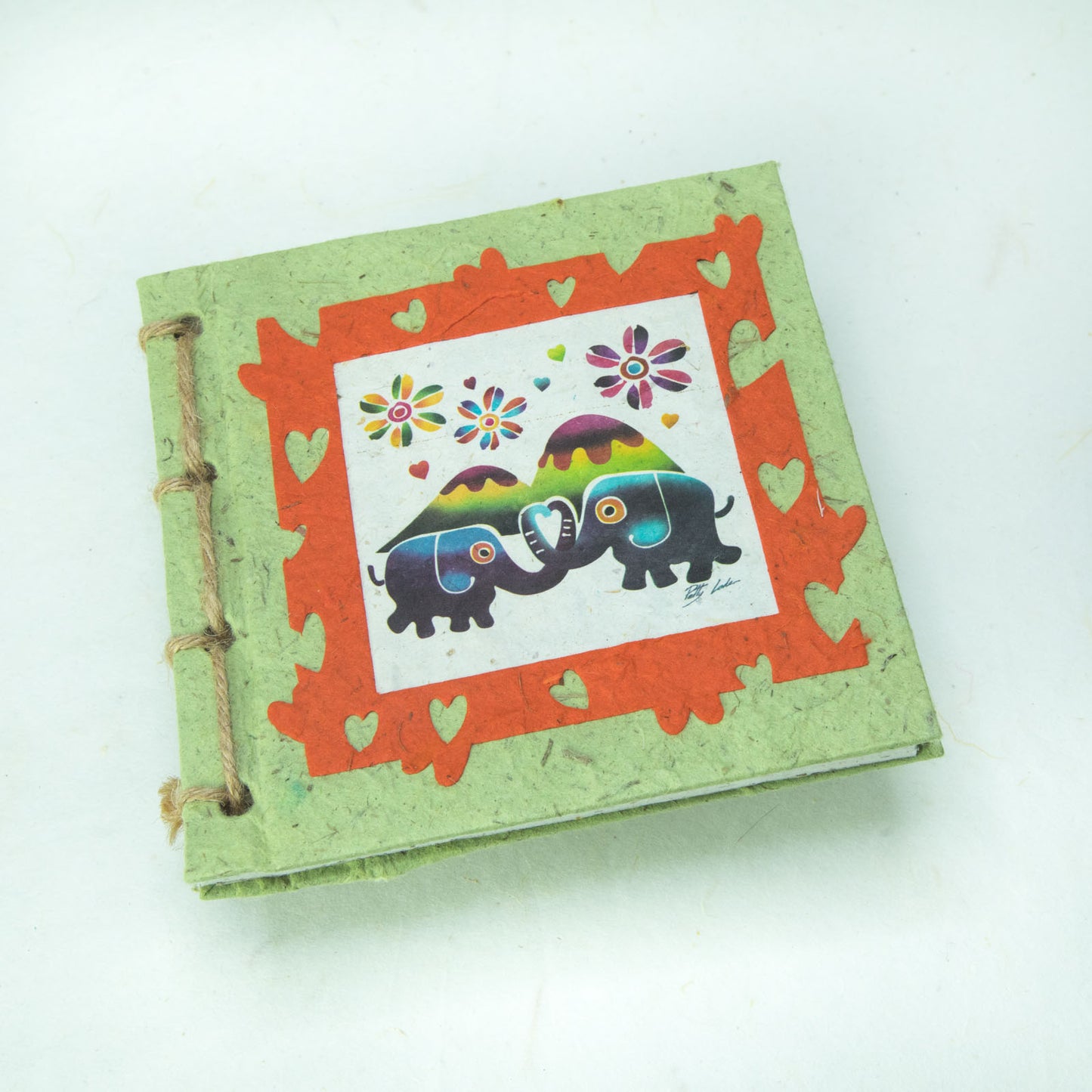 Artist Reproductions - Thailand Themed - Elephant Sunrise Batik Eco-friendly Journal - Grass - front