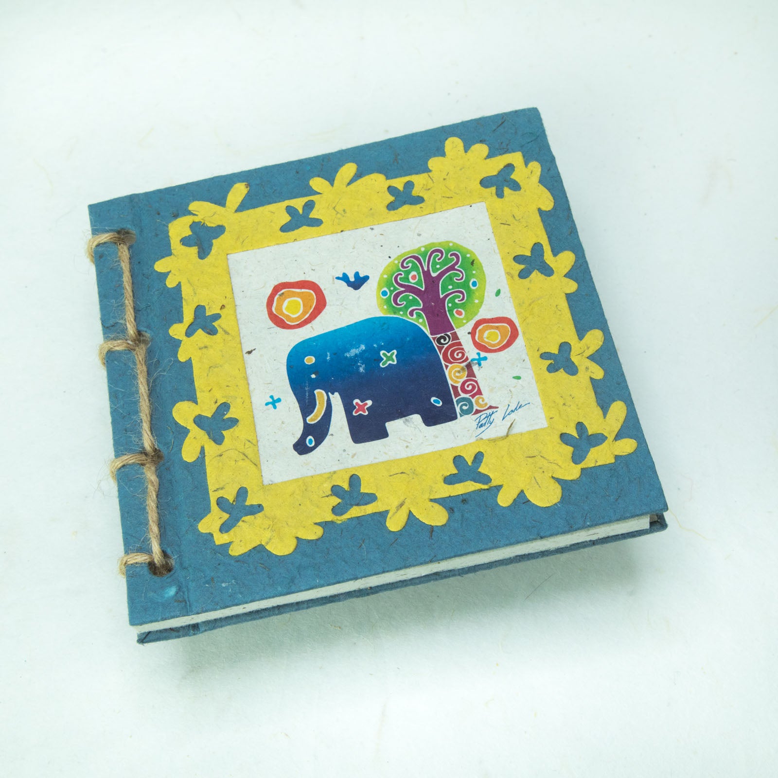 Thailand themed batik inspired twine ecofriendly journal - blue front