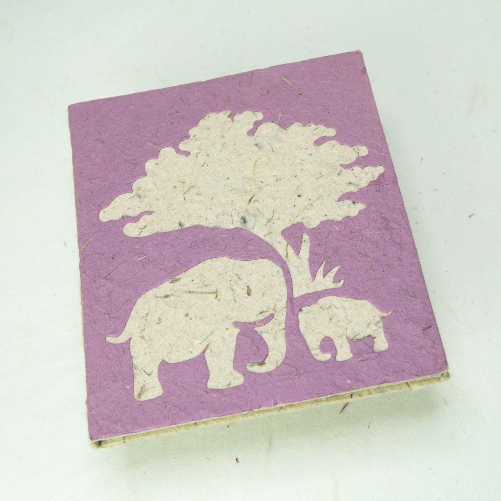 eco-friendly journal and eco-friendly notebook elephant mom and baby purple front