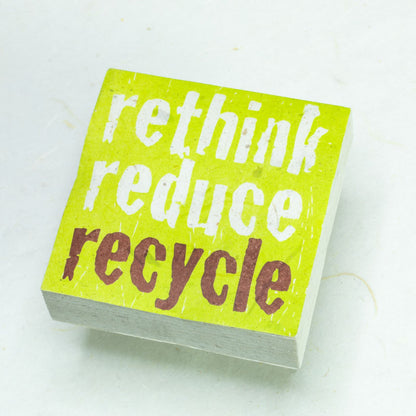 eco-friendly scratch pads - rethink reduce recycle - front